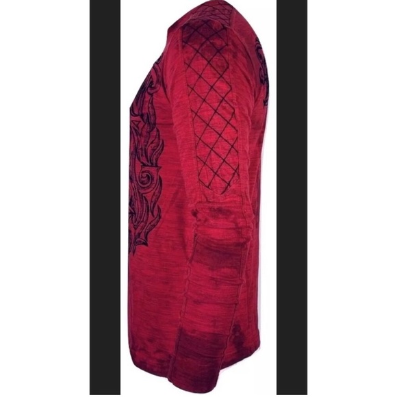 NWT Men’s Affliction Causeway Red/Burgundy Long Sleeve Tee - Picture 4 of 5
